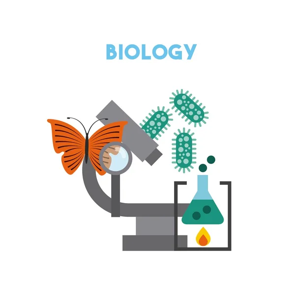 Línea de biología y educación científica icono — Vector de stock