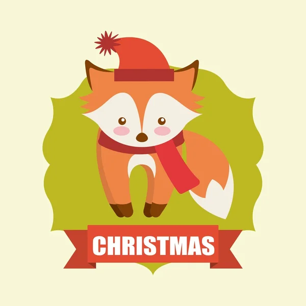 Tarjeta de celebración de Navidad animal lindo — Vector de stock