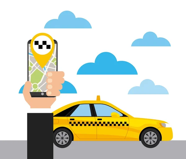 Taxi service public transport app technology — Stock Vector