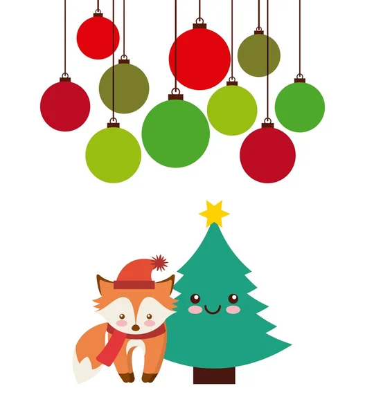 Cute animal christmas celebration card — Stock Vector