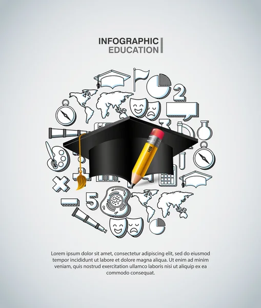 Ícones de apresentação de educação infográfica — Vetor de Stock