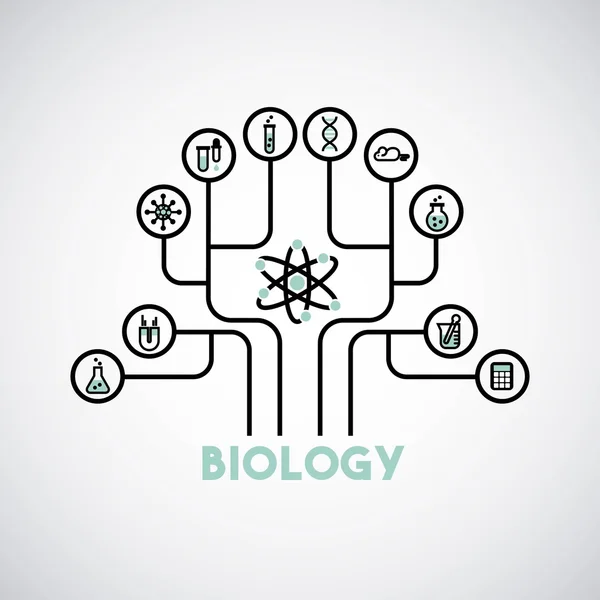 Ikon garis pendidikan biologi dan sains - Stok Vektor