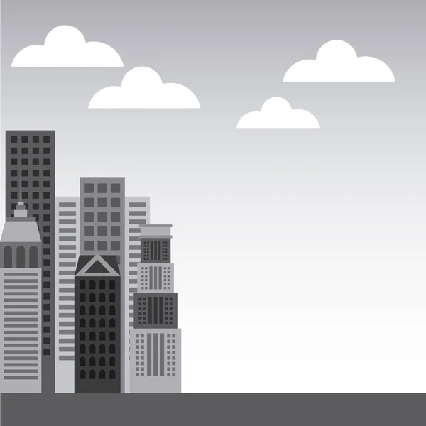 Edificios paisaje urbano skyline icono — Vector de stock