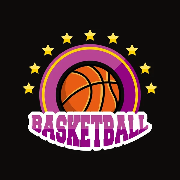 Clásico emblema de la liga de baloncesto — Vector de stock
