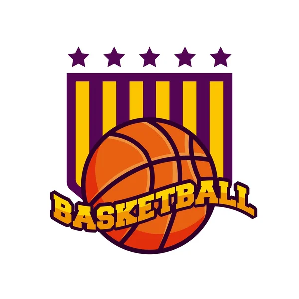 Clásico emblema de la liga de baloncesto — Vector de stock