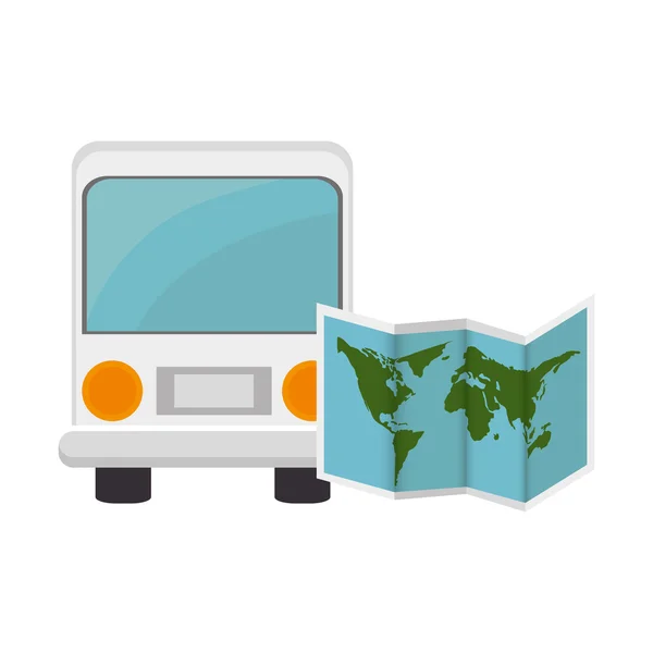 Peta bus dan dunia - Stok Vektor