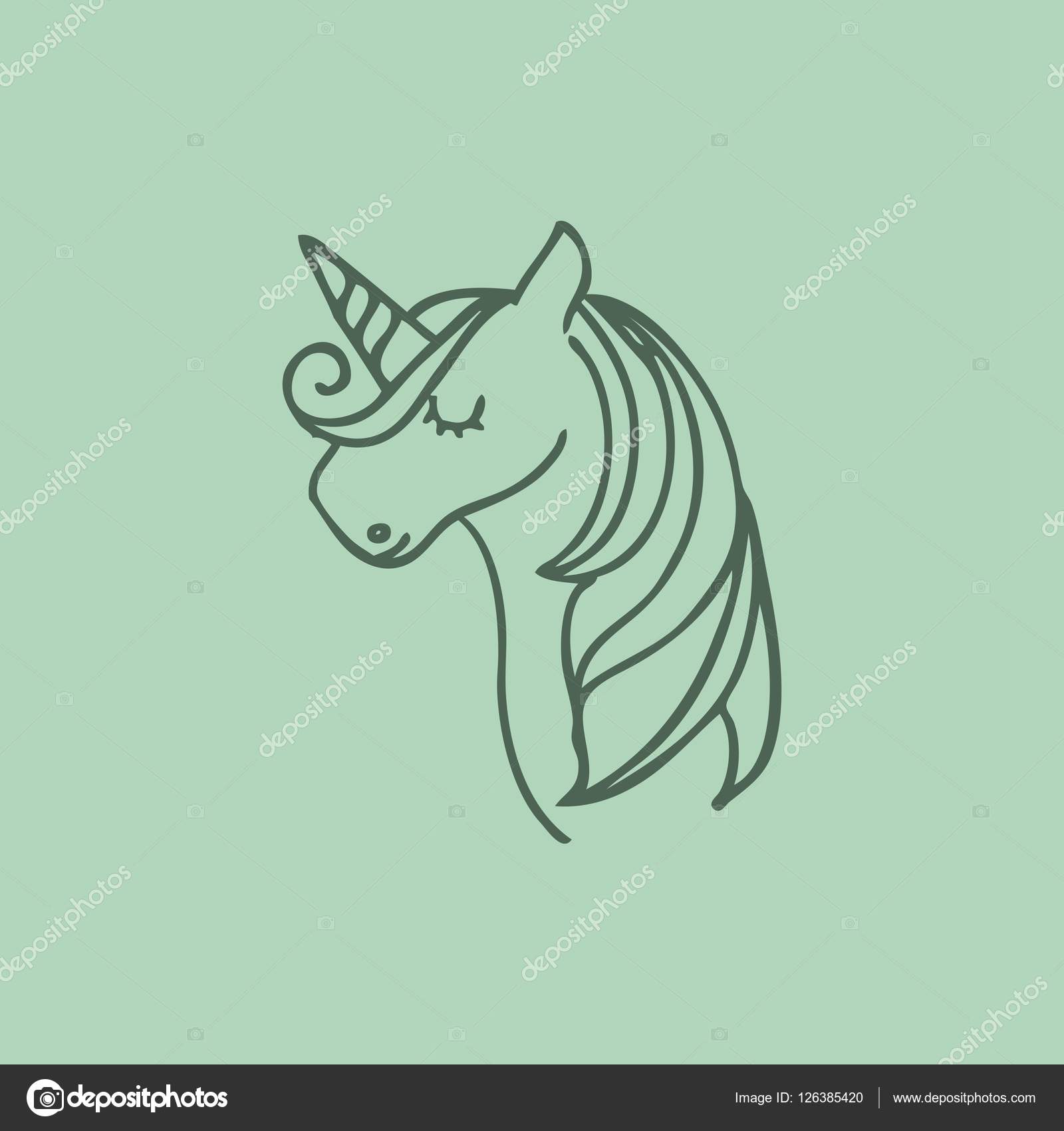 かわいいユニコーン アイコンを描画 ストックベクター C Yupiramos