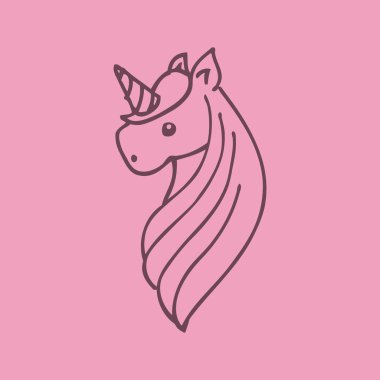 Çizim şirin tek boynuzlu at simgesi