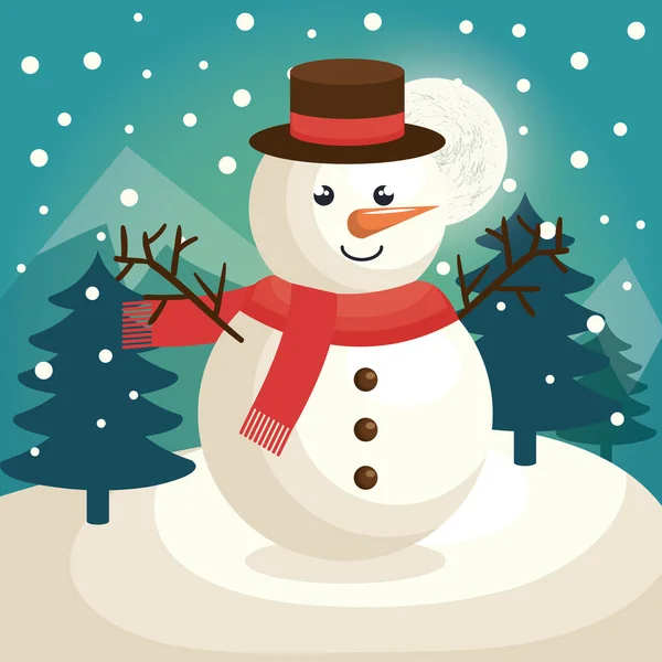 Веселый рождественский характер снеговика — стоковый вектор