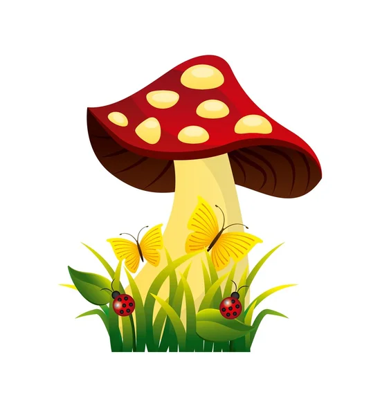 Cute drawing fairy mushroom — Stock Vector