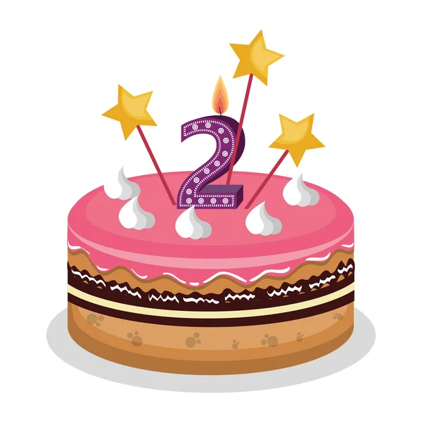 З днем народження торт зі свічкою номер — стоковий вектор