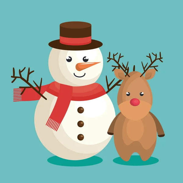 Merry christmas snowman karakter — Stockvector