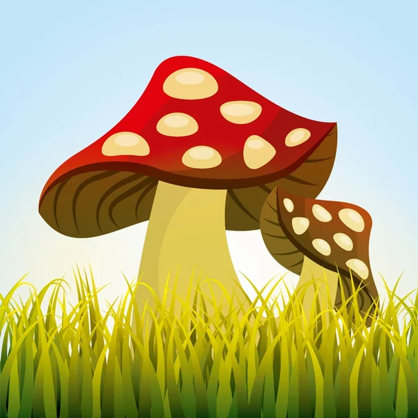 Cute drawing fairy mushroom — Stock Vector