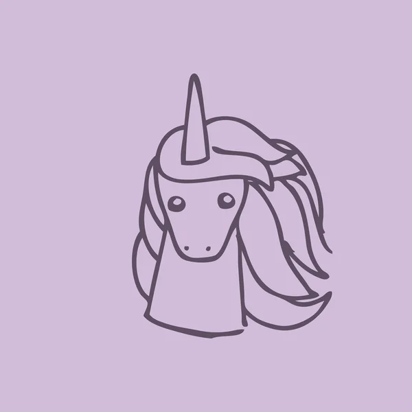 Dibujo lindo unicornio icono — Archivo Imágenes Vectoriales