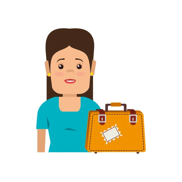 Avatar woman and suitcase accessory — Stock Vector