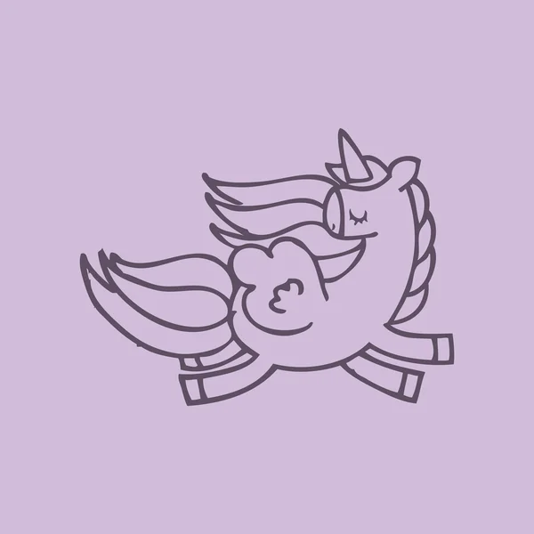 Tekening schattig unicorn-pictogram — Stockvector