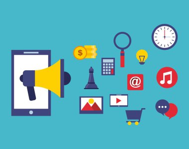 dijital pazarlama küme satır simgeler