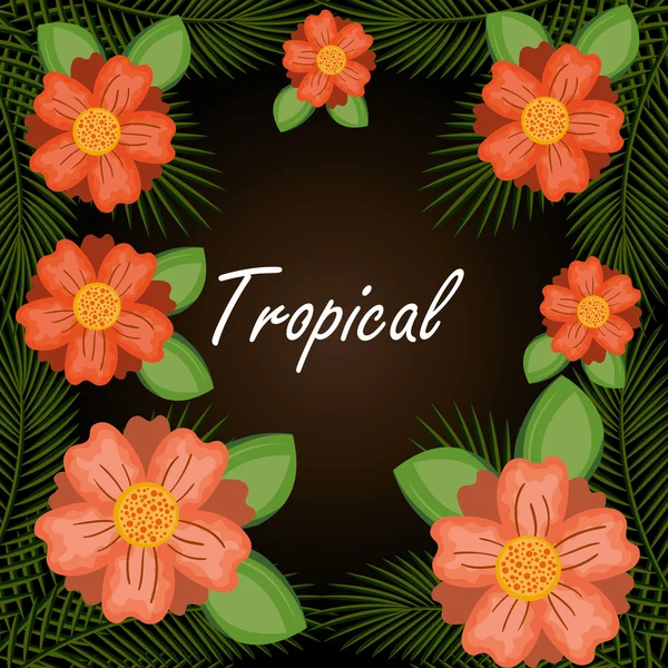 Flores tropicales fondo del jardín — Vector de stock