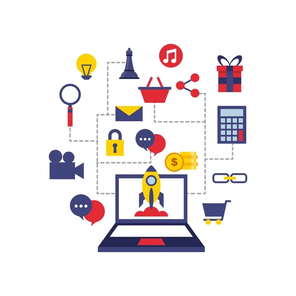 Digital marketing set line icons — Stock Vector