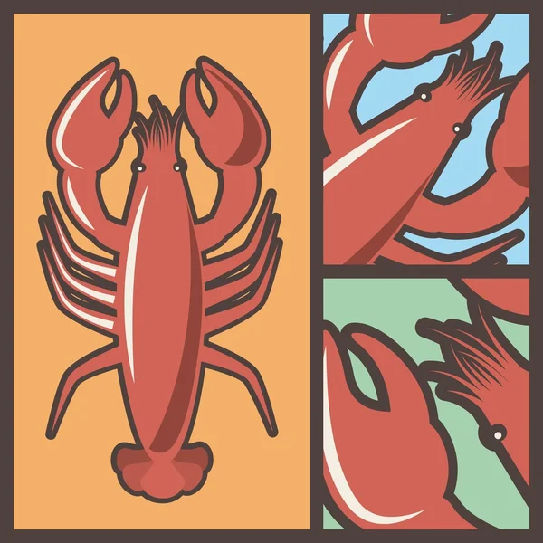 Délicieux homard de fruits de mer animal — Image vectorielle