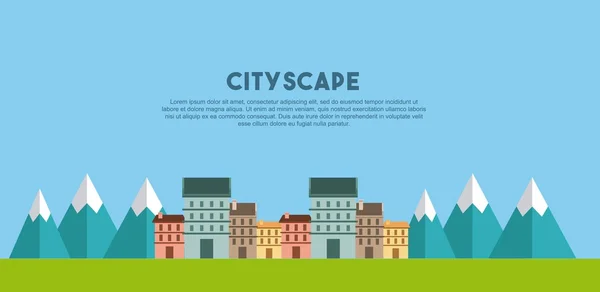 Bâtiments paysage urbain icône skyline — Image vectorielle