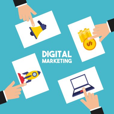 dijital pazarlama küme satır simgeler