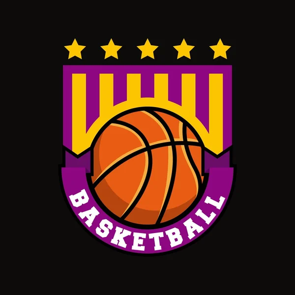 Clásico emblema de la liga de baloncesto — Archivo Imágenes Vectoriales