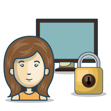 kadın ve asma kilit simgesi