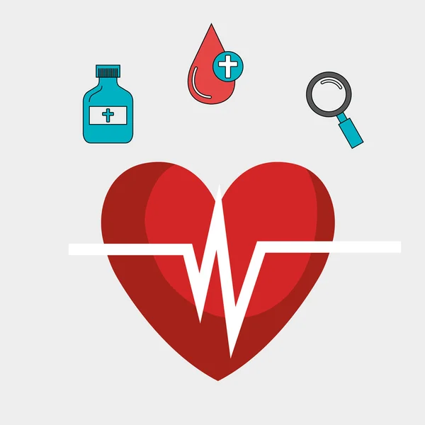 Cœur pouls cardio — Image vectorielle