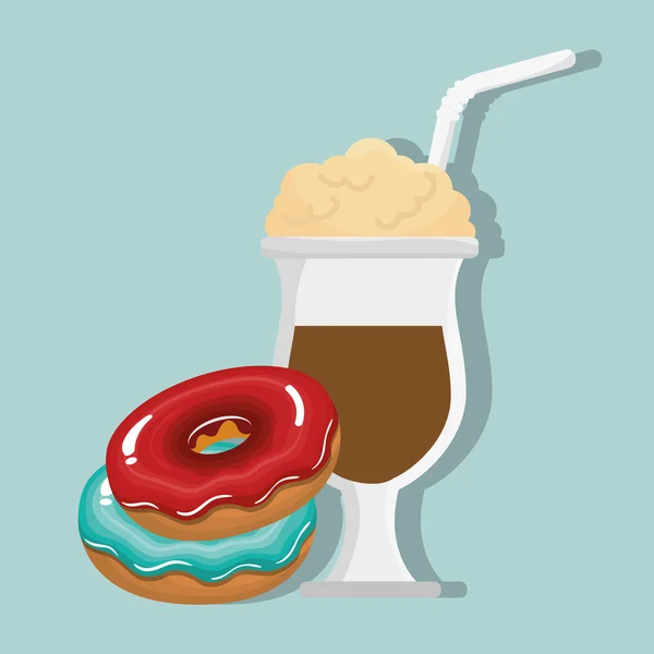 Design von Kaffee und Donuts — Stockvektor