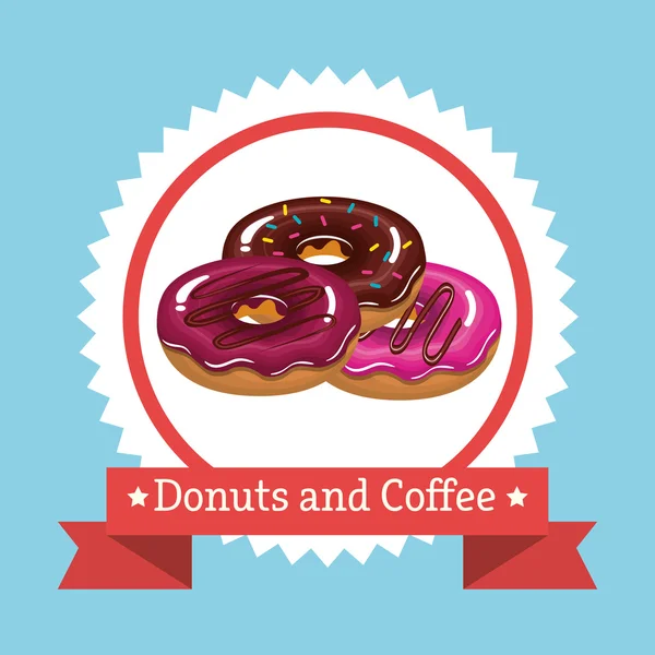 Design von Kaffee und Donuts — Stockvektor