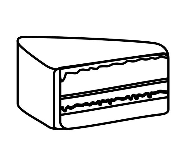 Délicieuse portion de gâteau icône douce — Image vectorielle