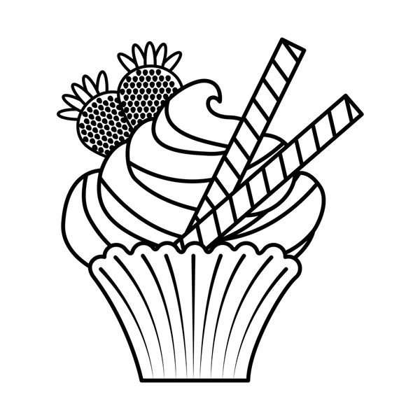 Lezzetli kek tatlı izole edilmiş ikon — Stok Vektör