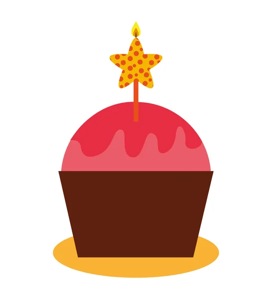 Delicioso cupcake celebración aislado icono — Vector de stock