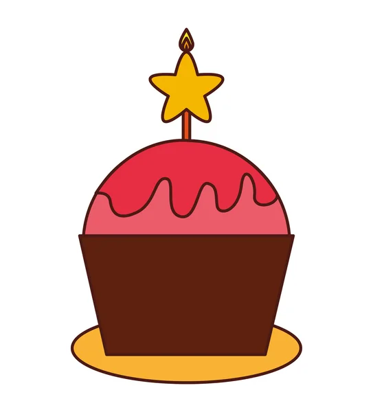 Läcker cupcake firande isolerade ikonen — Stock vektor