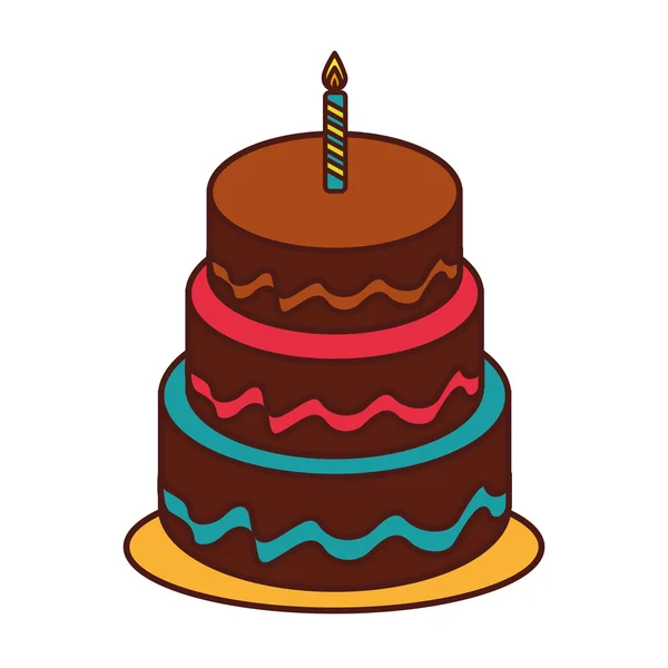 Delicioso aniversário bolo doce — Vetor de Stock
