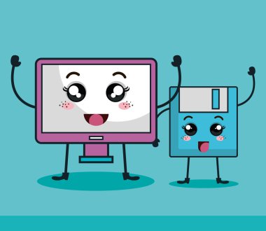 teknoloji aygıt karakter kawaii stili