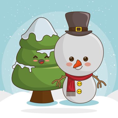 neşeli Noel karakter kawaii stili