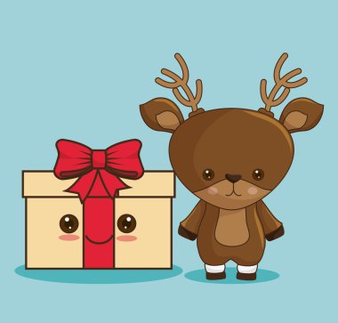 neşeli Noel karakter kawaii stili