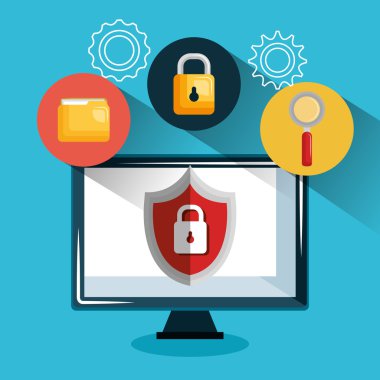 Internet güvenlik kavramı düz simgeler