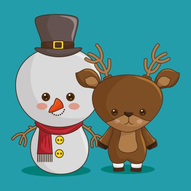 neşeli Noel karakter kawaii stili