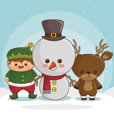 neşeli Noel karakter kawaii stili