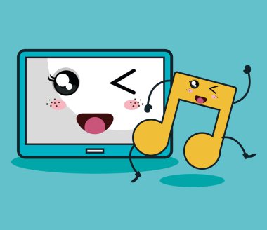 müzik Not karakter kawaii stili