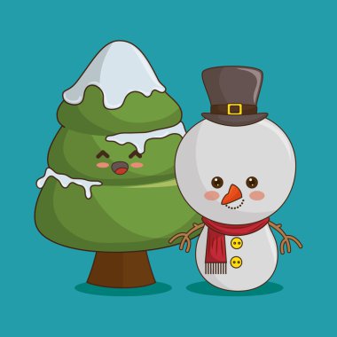 neşeli Noel karakter kawaii stili