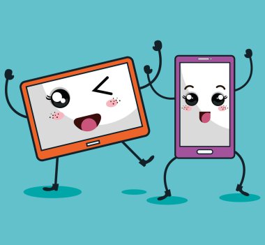 teknoloji aygıt karakter kawaii stili