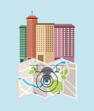 uçan uçaklar ile Cityscape binalar