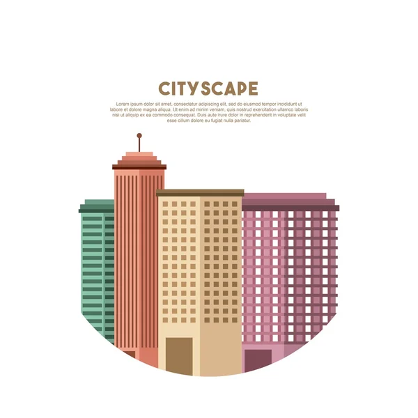 Cityscape buildings skyline icon — Stock Vector