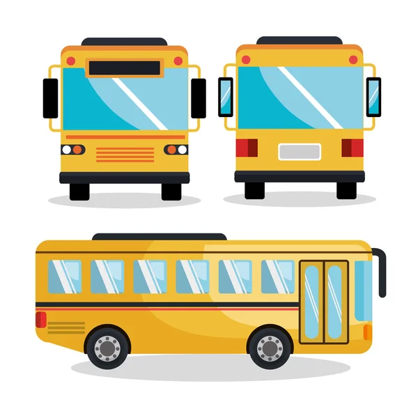 Bus service set isolated icons — Stock Vector