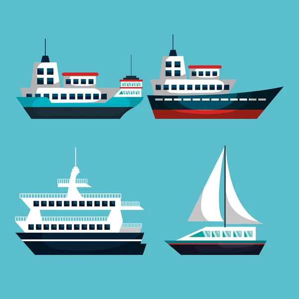 Conjunto de buques de transporte marítimo — Vector de stock