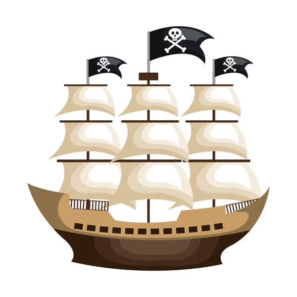 Bateau pirate icône isolée — Image vectorielle